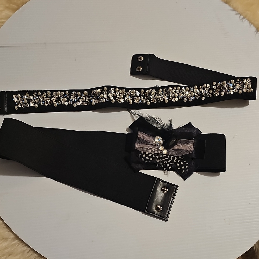 Chic Black Embellished Women's Belt